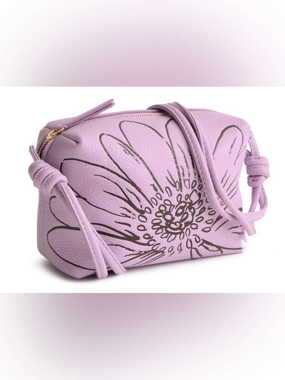 Vera Bradley Lavender Leather Floral Embossed Crossbody Bag